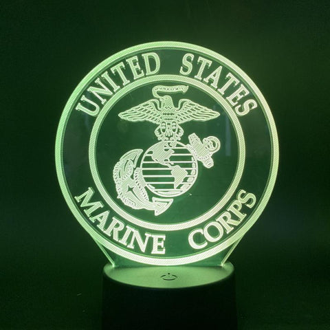 Image of United States Marine Corps USMC Logo 3D Illusion Lamp Night Light