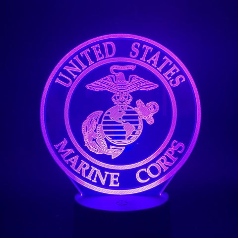 Image of United States Marine Corps USMC Logo 3D Illusion Lamp Night Light