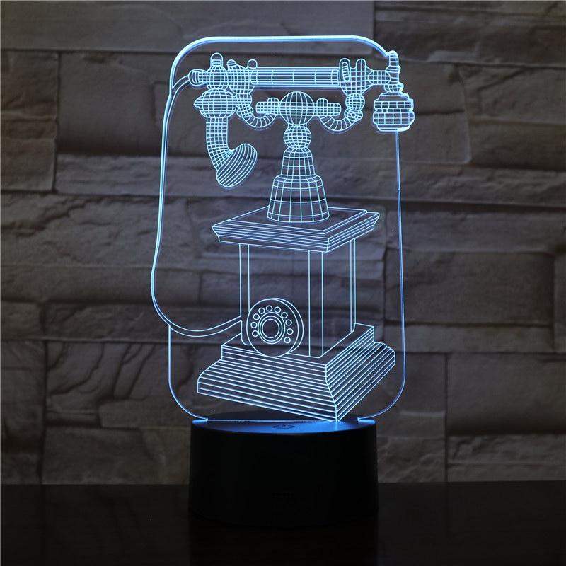Vintage Telephone 3D Illusion Lamp Night Light