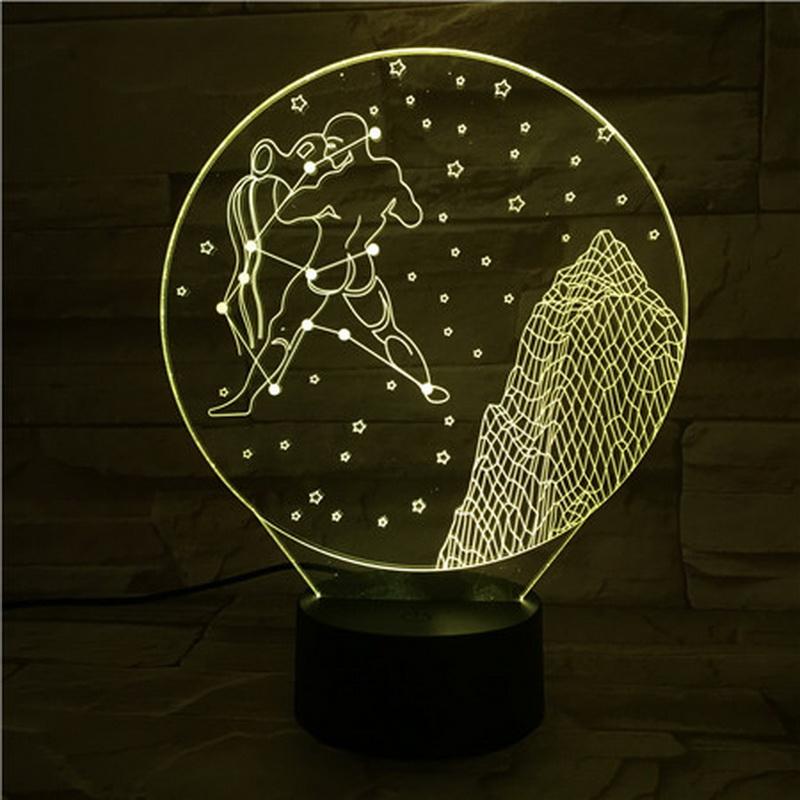Western zodiac signs Aquarius 3D Illusion Lamp Night Light