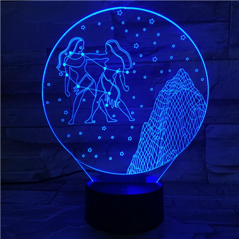 Western zodiac signs Gemini 3D Illusion Lamp Night Light