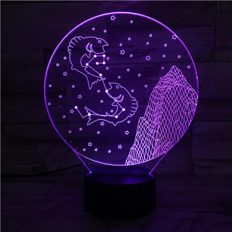 Western zodiac signs Pisces 3D Illusion Lamp Night Light