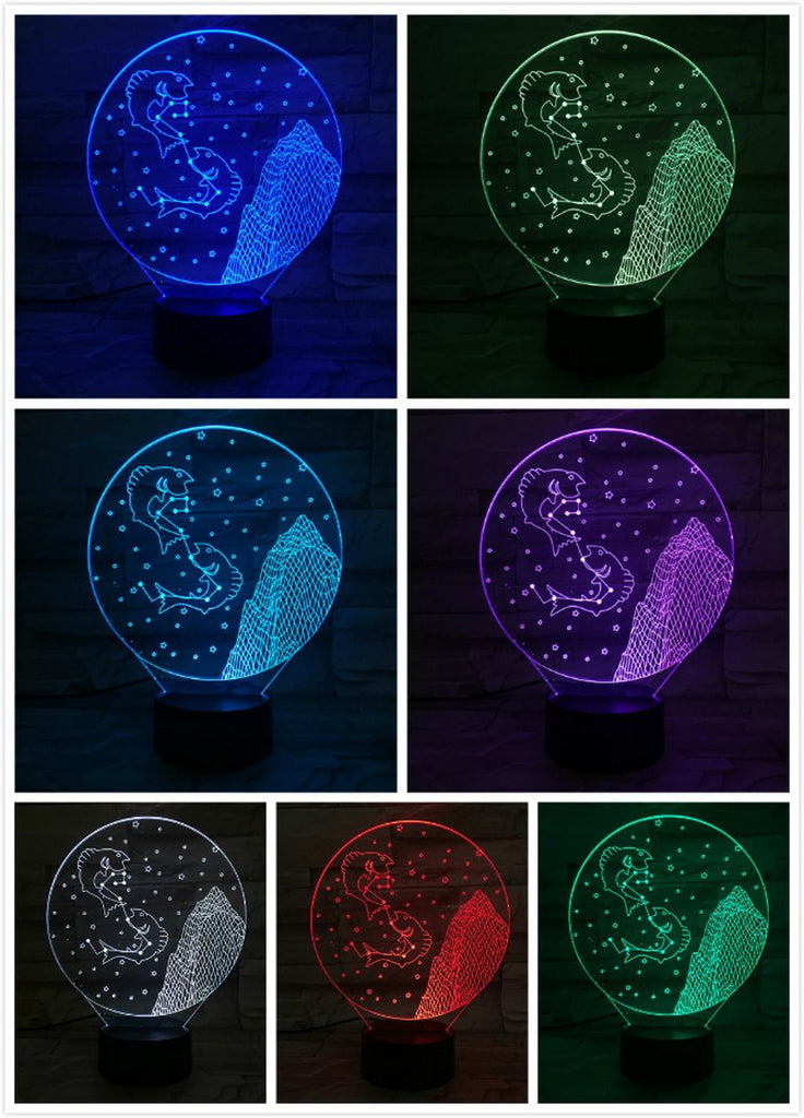 Western zodiac signs Pisces 3D Illusion Lamp Night Light