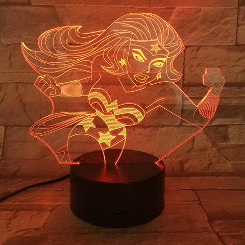 Image of Wonder Woman Figure 3D Illusion Lamp Night Light