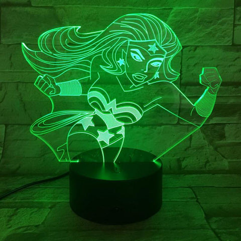 Image of Wonder Woman Figure 3D Illusion Lamp Night Light