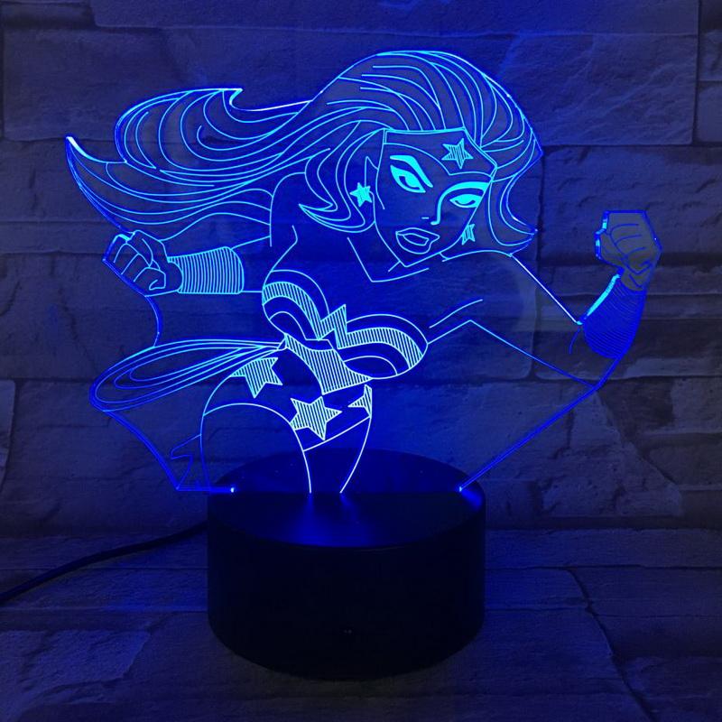 Wonder Woman Figure 3D Illusion Lamp Night Light
