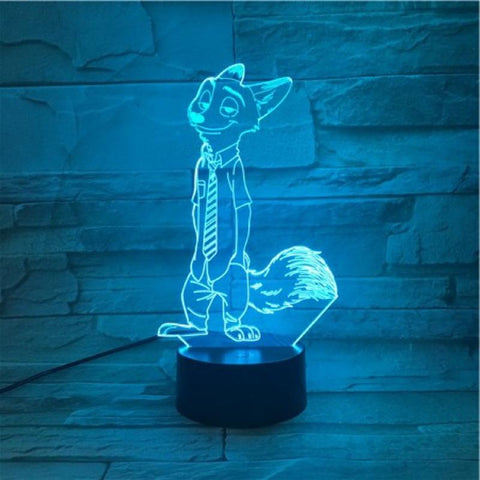 Image of Zootopia Nick Wilde Red Fox 3D Illusion Lamp Night Light