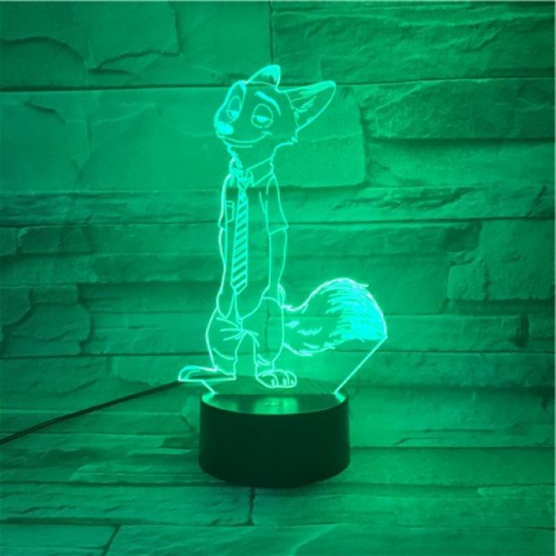 Zootopia Nick Wilde Red Fox 3D Illusion Lamp Night Light